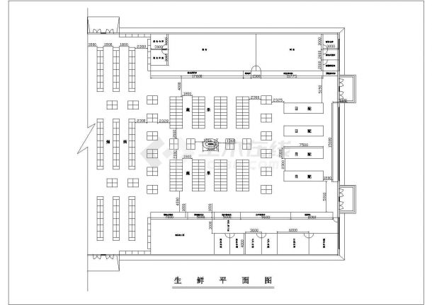 某超市建筑平面施工CAD设计图图文设计制作详解